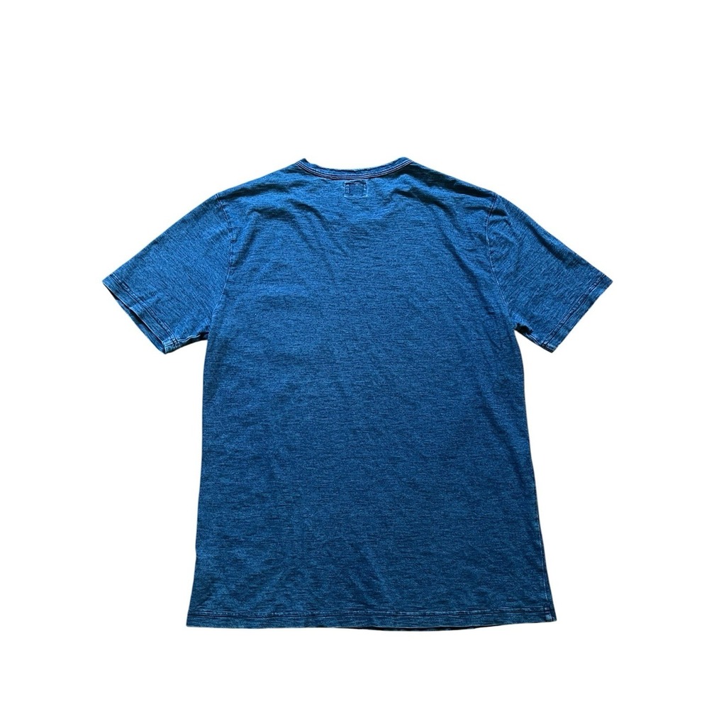 Faherty Pocket T Shirt Indigo Dyed Blue Organic Cotton Short Sleeve, Size Medium